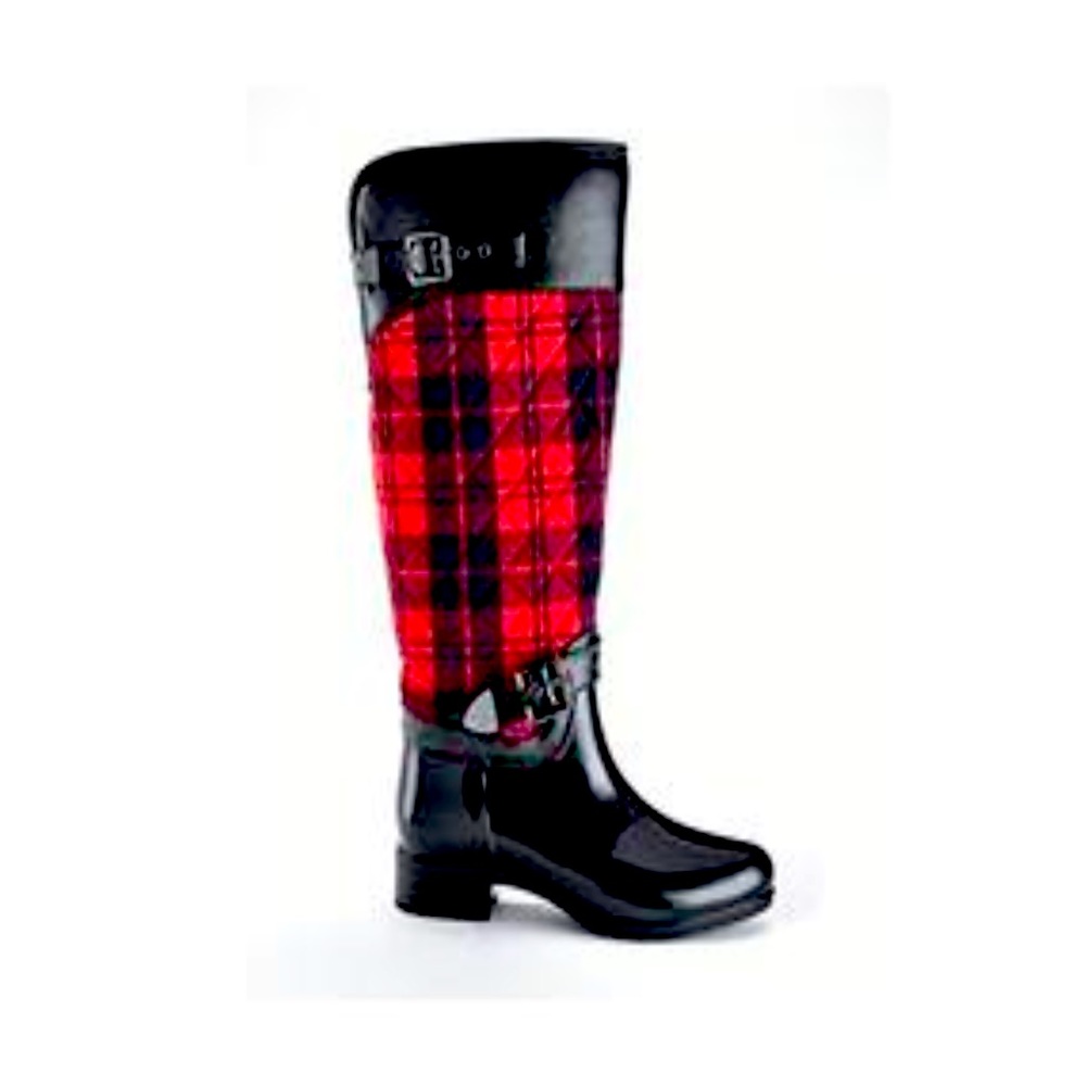 Charlie Paige leather tread buckle plaid boots